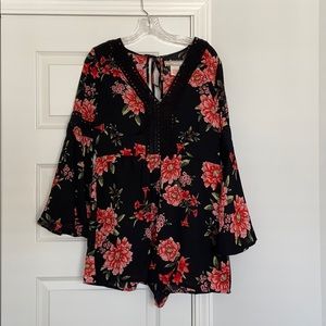 Black and floral romper